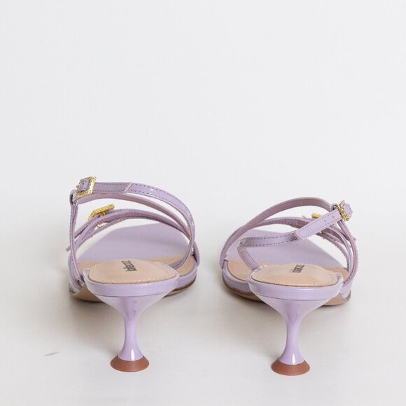 Anthropologie Lola Cruz Julia Sandals Kitten Heel Slingback Leather Lilac EU 38 - Picture 6 of 15